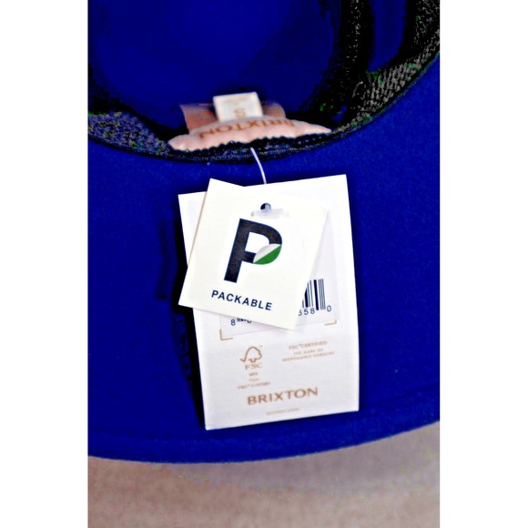 Brixton Hat Fedora Fitted Womens Small Blue Black Joanna Felt Packable Wide Brim - Picture 8 of 12